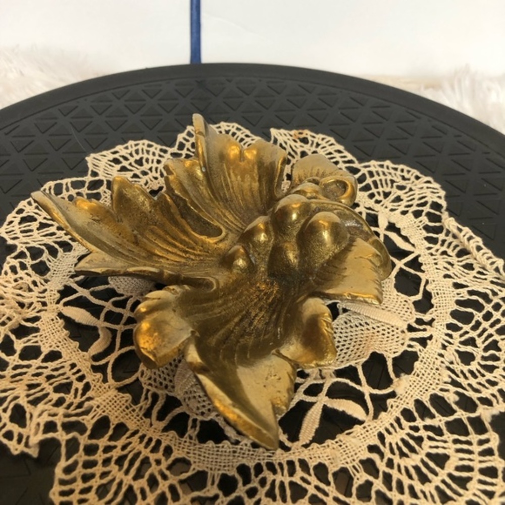 Brass Grape Leaf and Cluster Trinket Tray